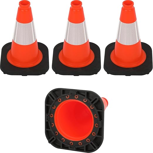 Fluorescent Orange/Green PVC Traffic Cones, Heavy Black Base Parking Lot Cone by OranLite