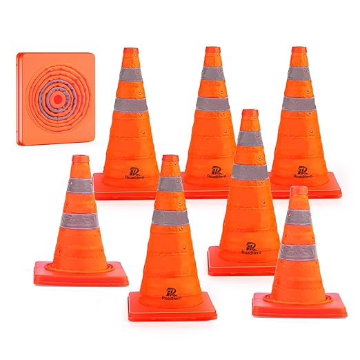 RoadHero 18 Inch 8 Pack Collapsible Traffic Cones, Parking Cones by RoadHeroUS