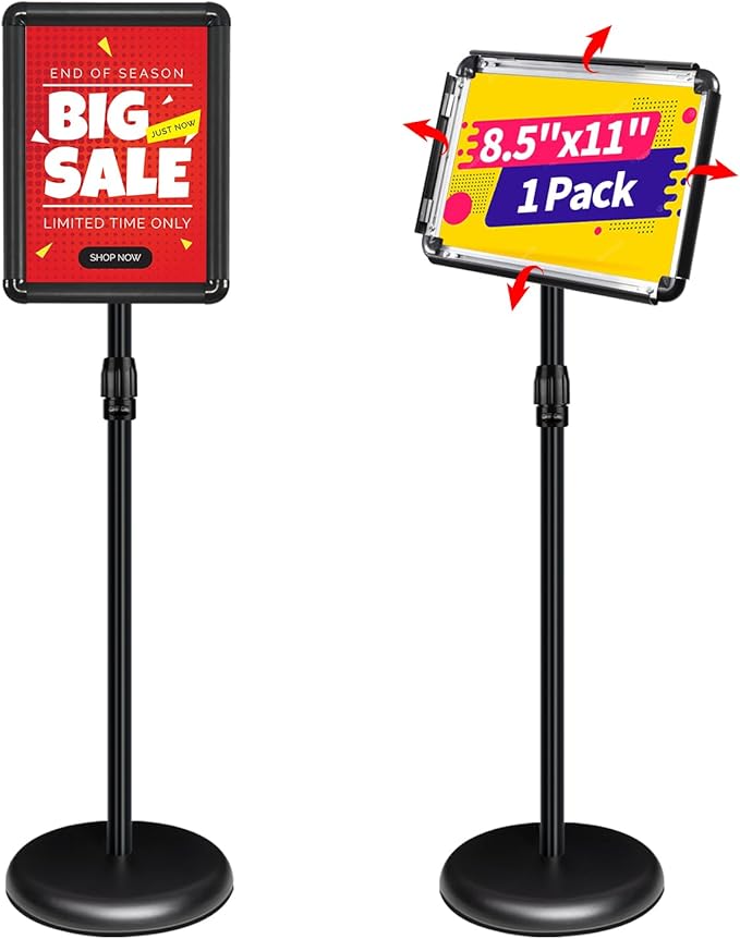 Adjustable Pedestal Sign Holder Stand 8.5''x11'', Floor Standing Poster Sign by INNOVSIGN