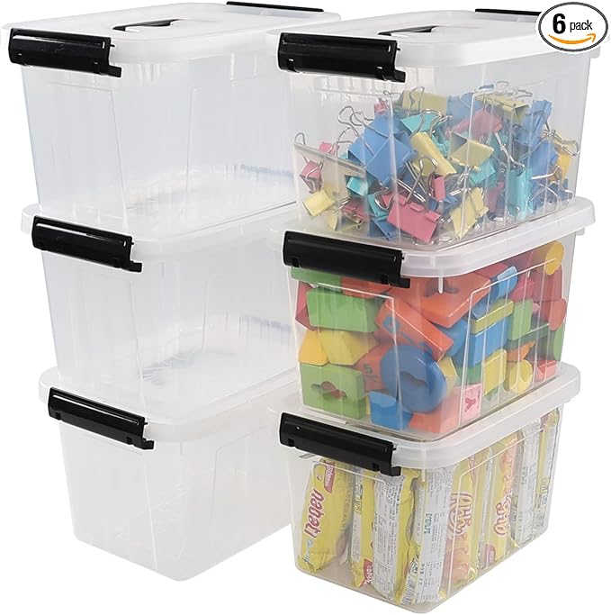 Sandmovie 6 Quart Clear Plastic Storage Bins by Sandmovie