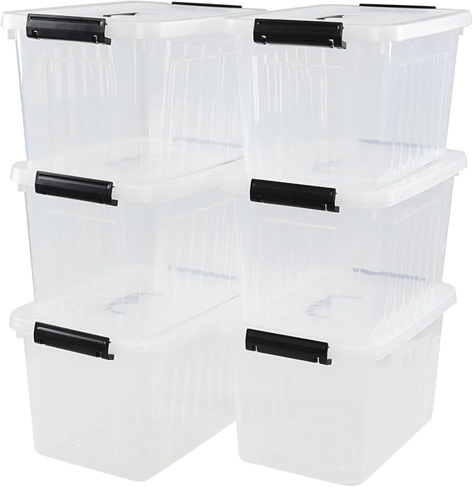 Sandmovie 12 Quart Clear Plastic Latching Storage Box, 6 Packs - Image 2