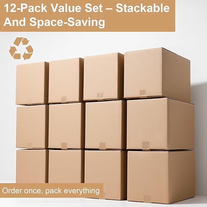 Large Moving Boxes with Handles Heavy Duty, 12 Pack 20" x 20" x 15" Double - Image 5