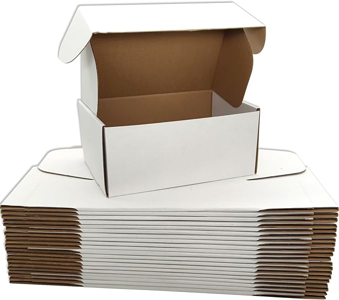 Small White Shipping Boxes for Small Business Pack of 25-9x6x3 inches Cardboard by Lmuze