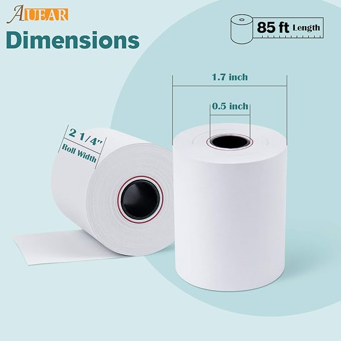 AUEAR, Thermal Cash Register POS Paper Rolls, 2 1/4" x 85' - Image 2