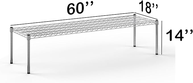 18''W x 60''L x 14''H Chrome Plated Wire Dunnage Rack | Off The Floor Storage - Image 3