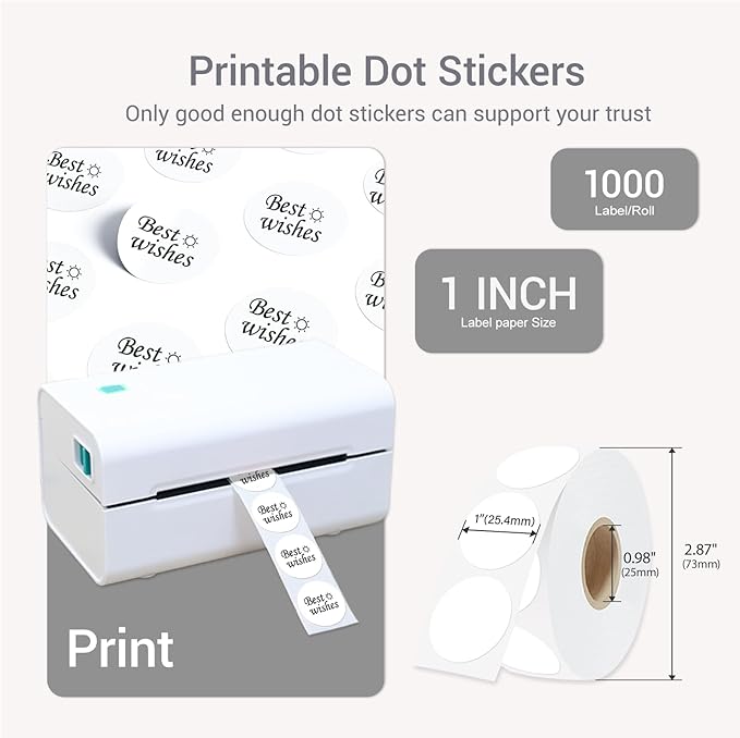1 Inch Circle Dot Stickers 1000 PCS White Color Coding Thermal Labels Dots - Image 2