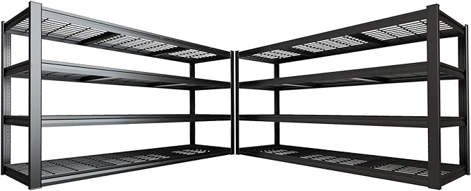 77" W Kitchen Storage Shelves Heavy Duty Garage Shelving 4 Tier Metal Shelving by PMKES