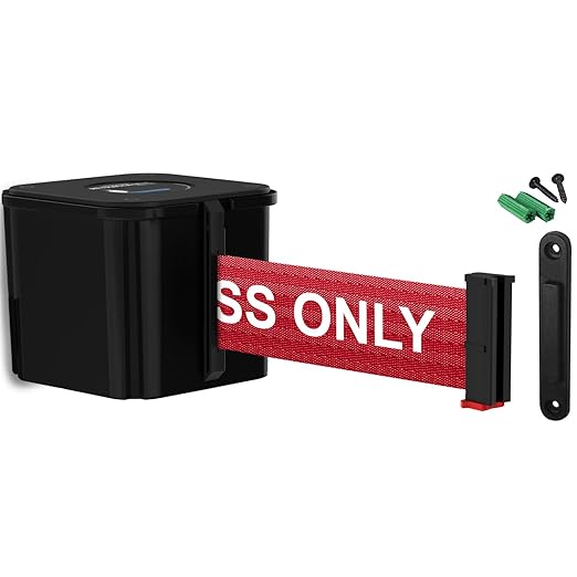 WM412 Retractable Belt Wall Mounted Smooth Black Crowd Control Barrier and by Visiontron
