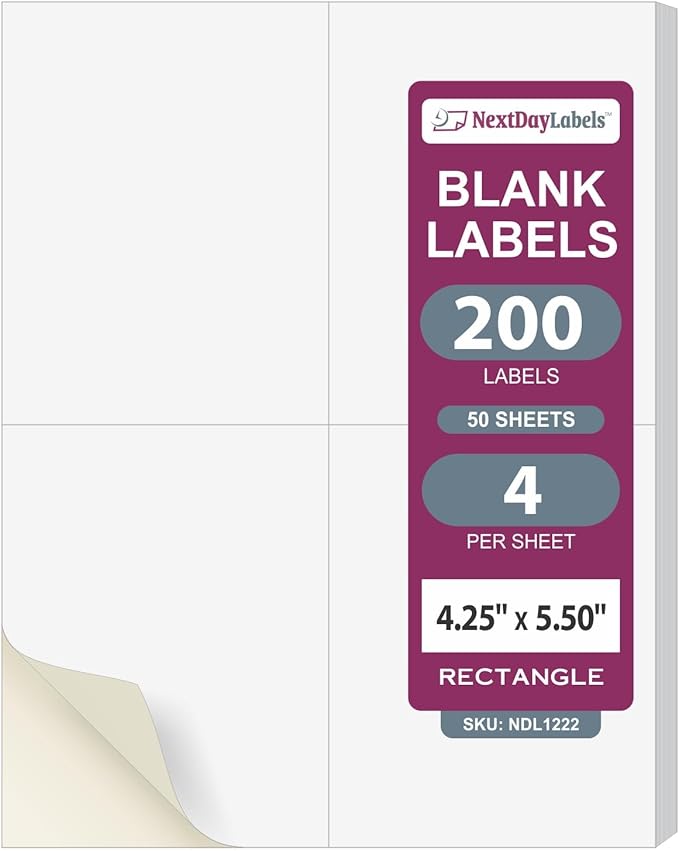 NextDayLabels – 4-1/4" x 5-1/2" Rectangular Sticker Labels by NextDayLabels