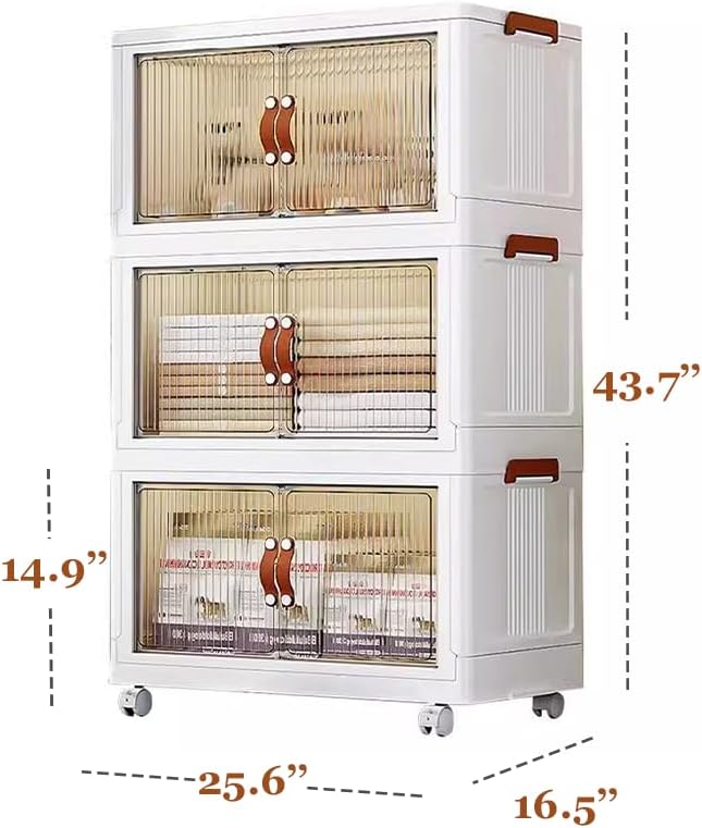 4 Tier Plastic Stackable Storage Bins and Boxes Organizer, Foldable Containers - Image 3