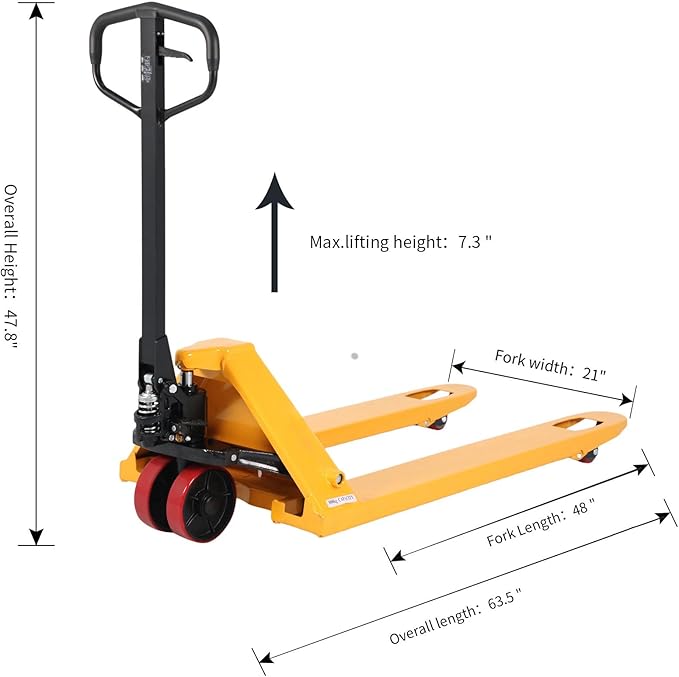 APOLLOLIFT Pallet Jack Truck, 5500lbs Capacity 21" W x 48" L Forks Manual - Image 2