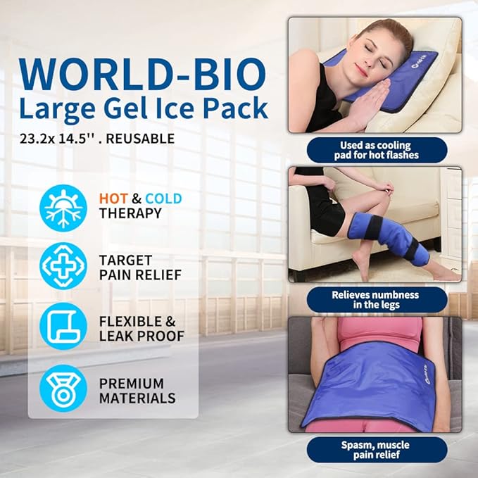 Extra Large Ice Pack for Injuries Reusable, Physical Therapy Cold Pack w/2 - Image 2