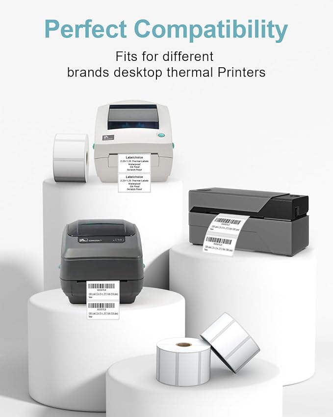 2.25" x 1.25" 3-Proof White Direct Thermal Labels - Image 4