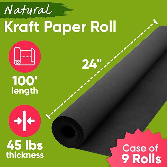 24" x 1200" Black Kraft Paper, 45 lbs Thickness, Made in USA Kraft Paper - Image 2
