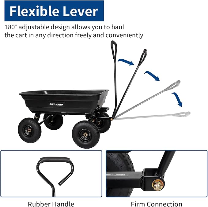 BILT HARD 600 lbs Poly Garden Dump Cart - Image 4