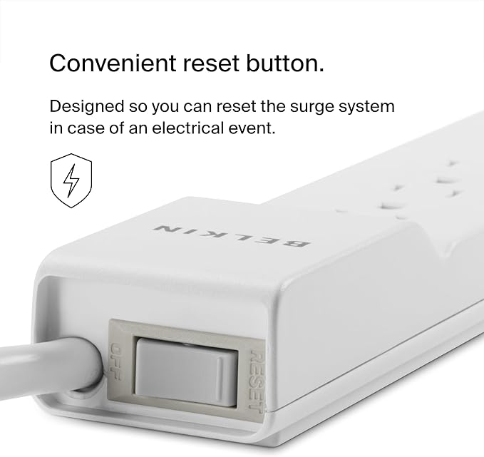 Belkin 6-Outlet Surge Protector Power Strip, UL-listed w/ 6 AC Outlets & - Image 3