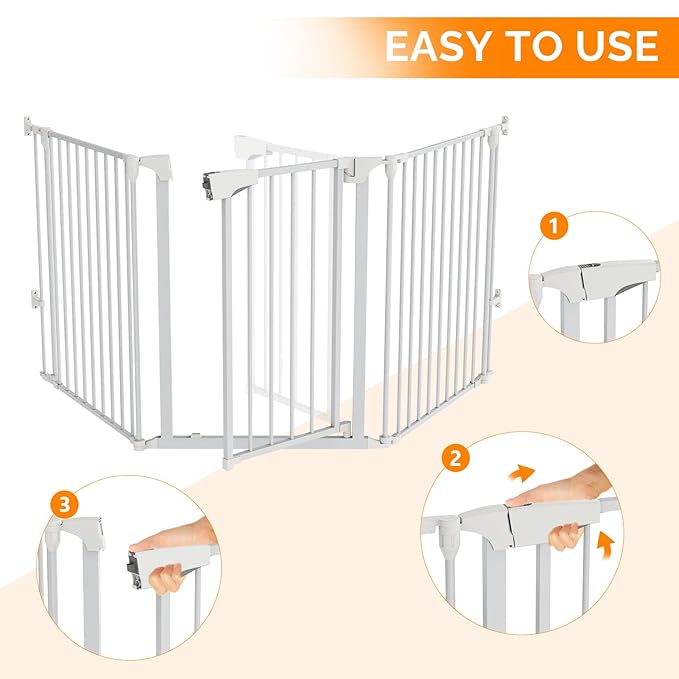 Bonnlo 82-Inch Versatile Safety Gate Metal Baby/Pet Gate Configurable Dog - Image 5