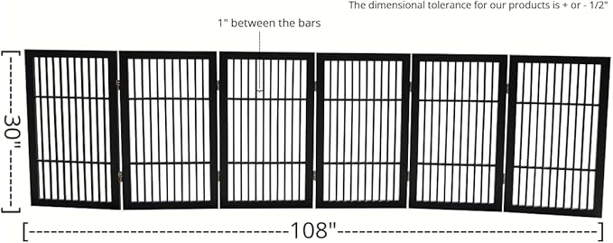 Pet Dog Gate Strong and Durable Freestanding Folding Acacia Hardwood Portable - Image 3