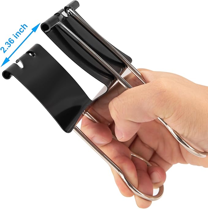 OWLKELA 2.4 inch Extra Jumbo Binder Clips 2 Pcs, Large Paper Clip, Big Paper - Image 3