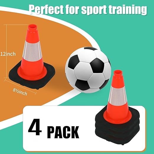 BESEA 4 Pack 12 Inch Red Traffic Cones - Image 2