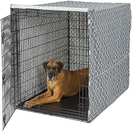 MidWest Homes for Pets Dog Crate Cover, Privacy Dog Crate Cover Fits Midwest Dog Crates, Crate Cover Only; Machine Wash & Dry; Gray Geo Print; 54 inch by MidWestHomesForPets