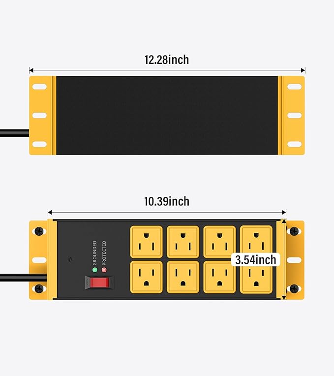 HHSOET 2 Pack Heavy Duty Power Strip 8 Outlets, Metal Wall Mount Outlet Strip - Image 7
