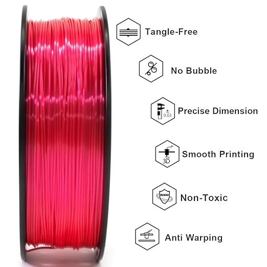 Geeetech Silk PLA Filament 1.75mm, Metal-Like Shiny Silk Rose Pink 3D Filament - Image 5