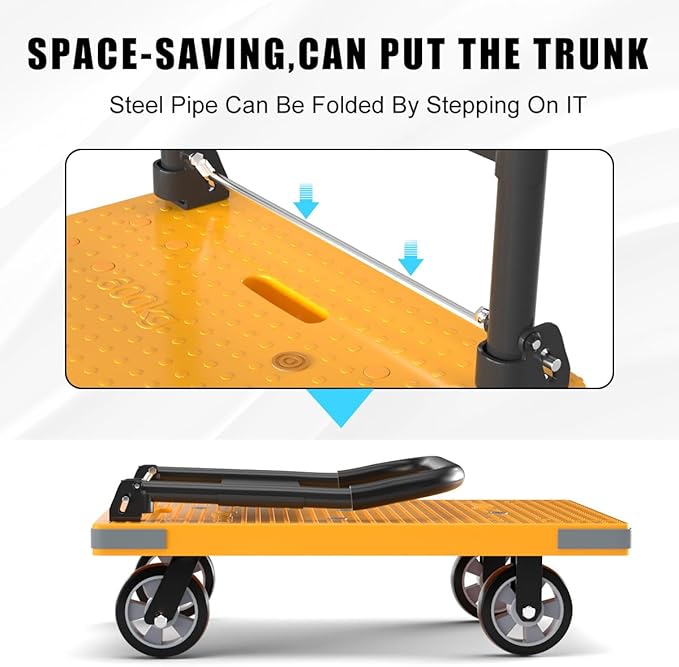 WUD Push Cart, Folding Mobile Platform Trolley, Thickened and Reinforced - Image 4