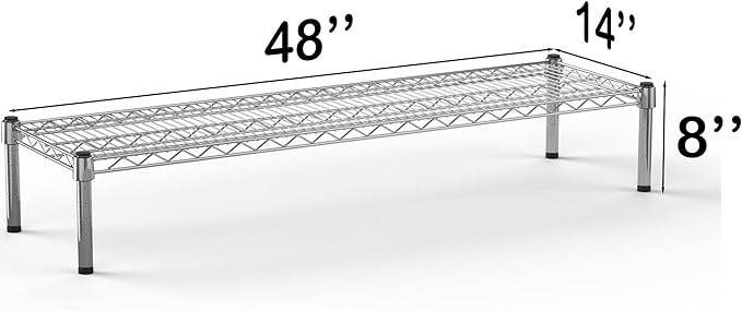 14''W x 48''L x 8''H Chrome Plated Wire Dunnage Rack | Off The Floor Storage - Image 3