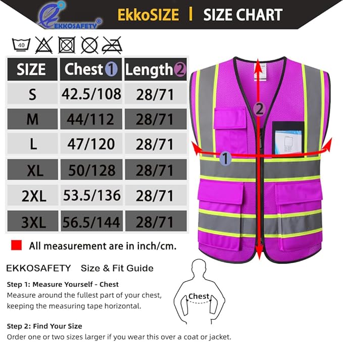 Purple Safety Vest for Men Women Reflective - Image 2