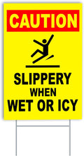Caution Slippery When Wet or Icy Sign, 8x12 DS Coroplast Warning Caution Wet by Dimarongton