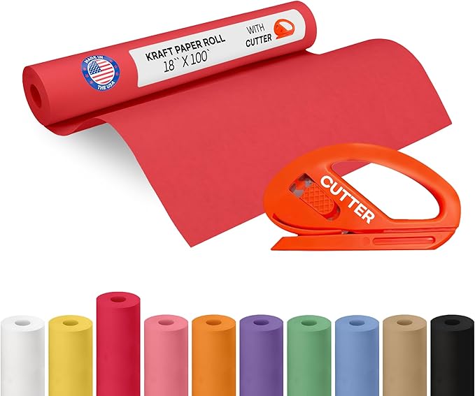 Christmas Red Kraft Paper Roll 18" x 1200" by IDLPackaging