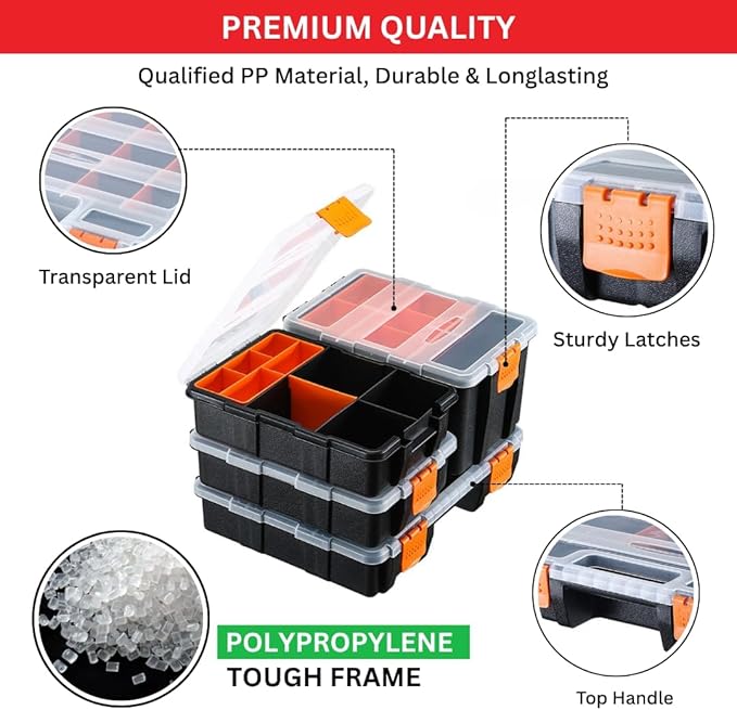 Andalus Tools Organizer Box, Small Parts Storage Multi-Compartment Portable - Image 9