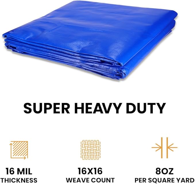 WHITEDUCK 20' x 30' Super Heavy Duty Poly Tarp Thick 16 Mil, Waterproof 100% UV - Image 3