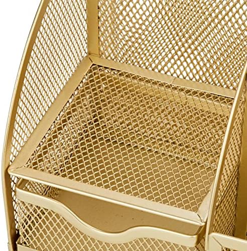 Annova Mesh Desk Organizer Office with 7 Compartments + Drawer/Desk Tidy Candy/Pen Holder/Multifunctional Organizer (Gold) - Image 3