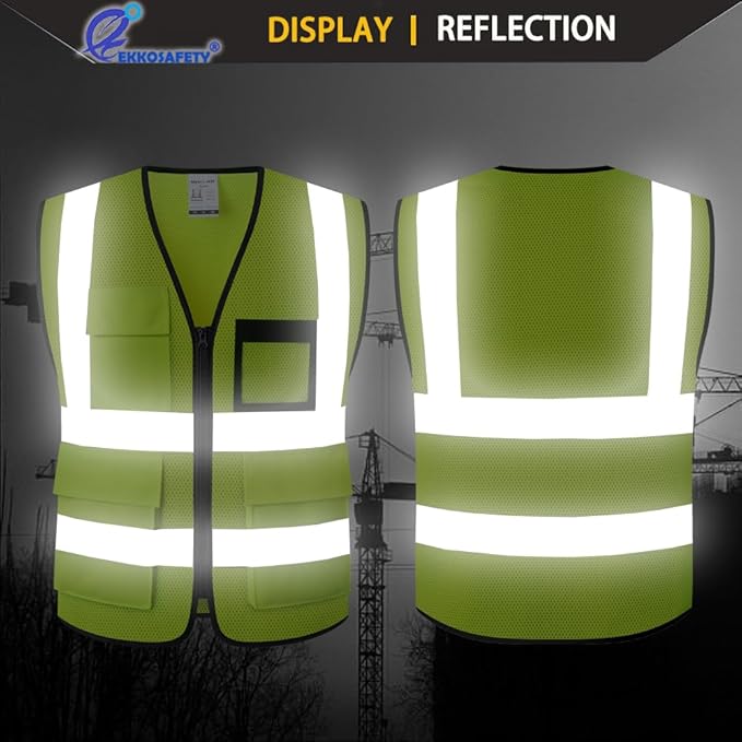 Hi Vis Reflective Safety Vest for Men Women Mesh Class 2 High Visibility Vest - Image 5