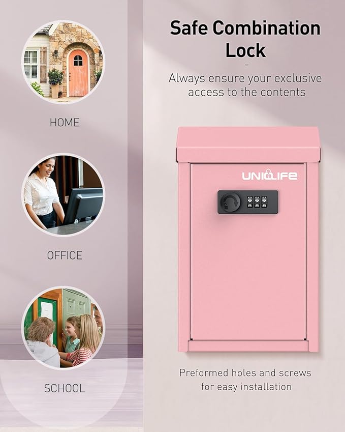 Uniclife Pink Metal Wall Mounted Mailbox - Image 6