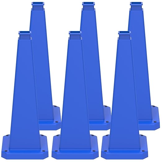 BESEA 6 Pack 28" Bright Blue Traffic Safety Cones by BeSea