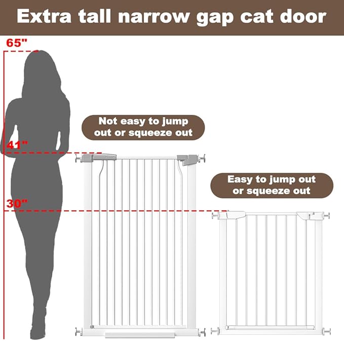 41" Extra Tall Cat Gate for Doorway, 60.3-62.9'' Metal Pet Baby Safe Gate - Image 2