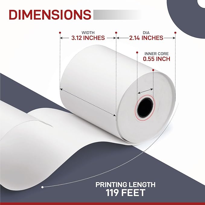 10 Rolls – 3 1/8" x 119' Thermal Receipt Paper Rolls | BPA Free | Compatible - Image 3