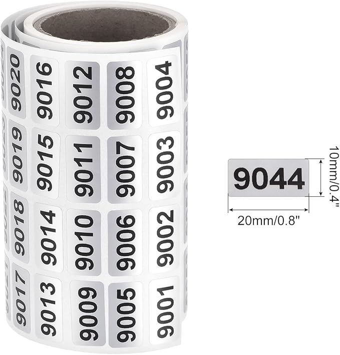 MECCANIXITY Black Number Stickers 9001-9999, Single Use, Waterproof, 1 Roll x - Image 2