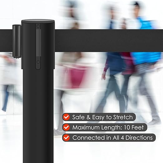 6 Pack Premium Crowd Control Stanchion Set, Heavy-Duty Base, Safety Rope - Image 6
