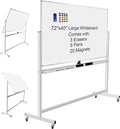 Mobile Whiteboard 72"x40" Magnetic Dry Erase White Boards on Wheels by Unknown