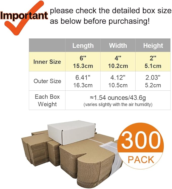 300 Pack 6x4x2'' Small Shipping Boxes, Corrugated Cardboard Mailers - Image 2