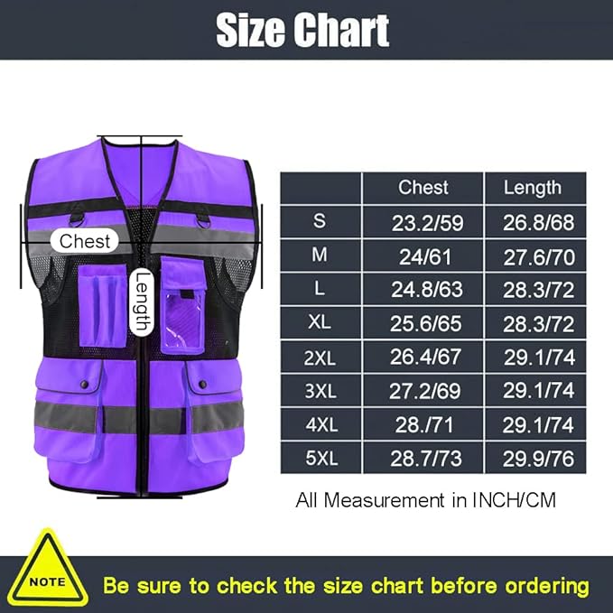 Safety Vest High Visibility Reflective Construction Vest - Image 2
