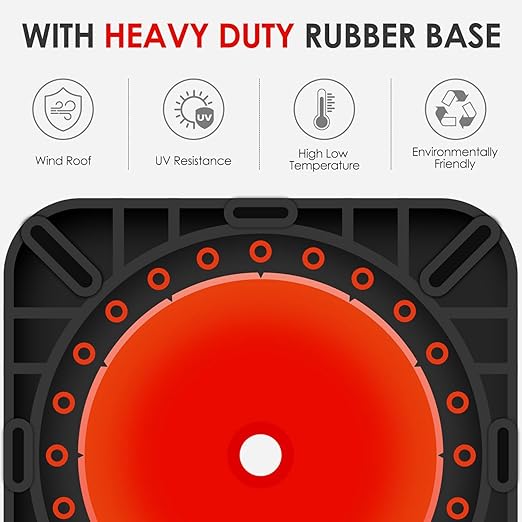 Fluorescent Orange PVC Traffic Cones, Heavy-Duty Black Base Garage Parking Lot - Image 5