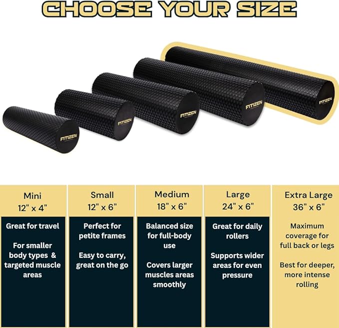 Fitizen Foam Roller – Muscle Massage Rehab Stiff Back Pain Physical Therapy - Image 2