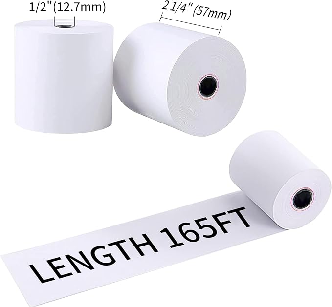 2 1/4'' X 165' Thermal Receipt Paper, Credit Card Paper Rolls, Fits 58mm - Image 2