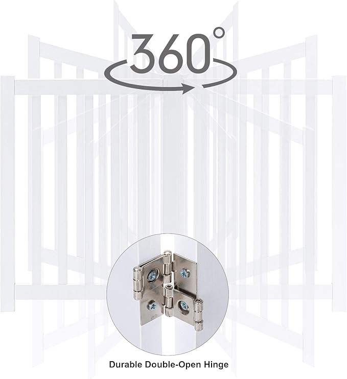 LZRS 6-Panel Extra-Wide Freestanding Wooden Dog Gate Indoor – 24”High Foldable - Image 5
