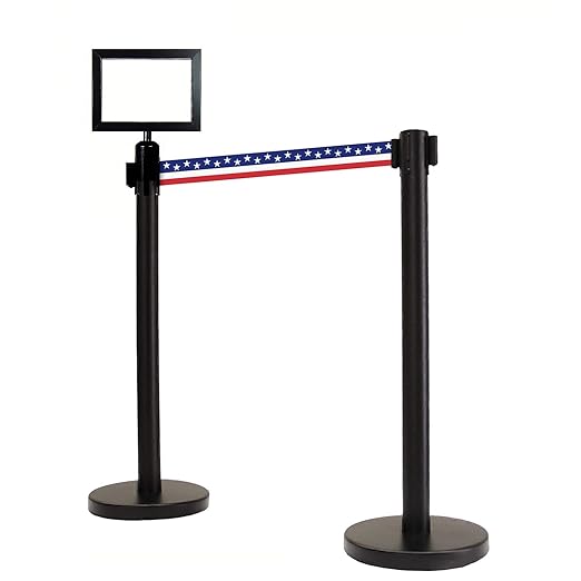 VIP Crowd Control Retractable Belt Stanchion Queue Safety Barrier Set - Image 4